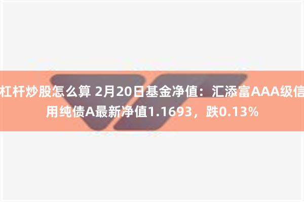 杠杆炒股怎么算 2月20日基金净值：汇添富AAA级信用纯债A最新净值1.1693，跌0.13%